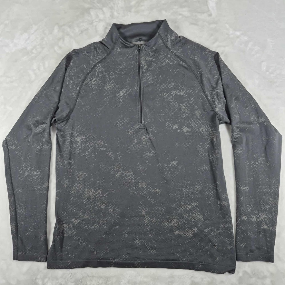 Lululemon Quarter Zip Jacket Men's XL Gray Green Perforated Gym Running Pullover